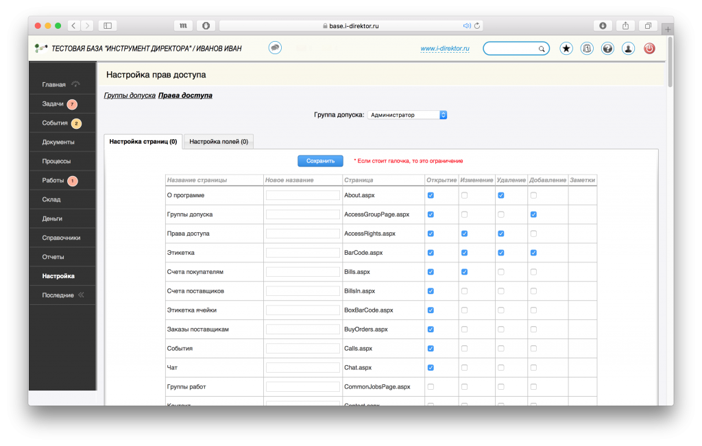 Тестирование баз. Настройка прав доступа. Инструменты директора. Инструмент директора программа. Перечень инструментов руководителя.